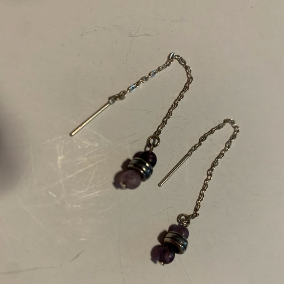Dainty Amethyst Earrings - Picture 2 of 3